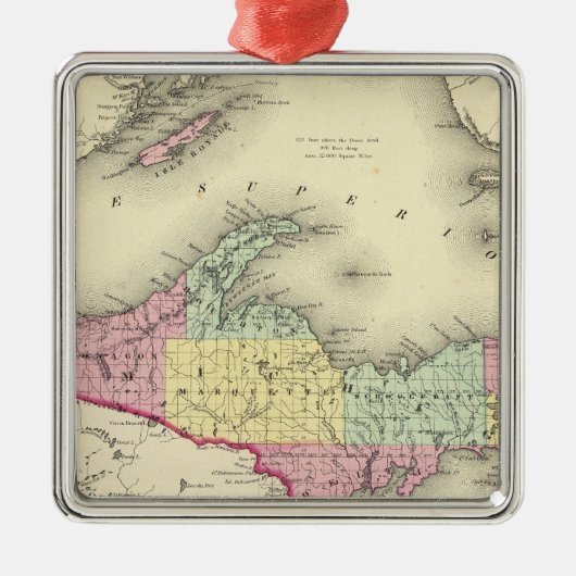 ミシガン州のスペリオル湖そして北部 メタルオーナメント (正面)