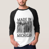 ミシガン州のバーコードのRaglanのティーで作られる Tシャツ (正面)