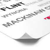 ミシガン州のプライドマップシルエット ポスター (角)