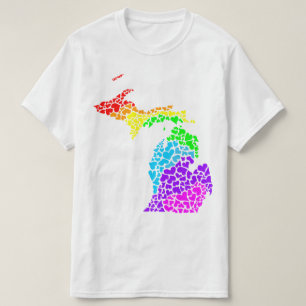 ミシガン州のプライド: 虹のハート Tシャツ