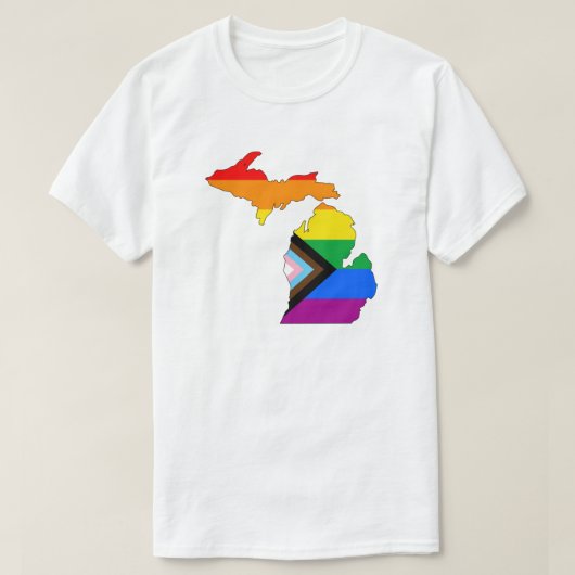 ミシガン州のプライドLGBTQプログレスプライド Tシャツ (デザイン正面)