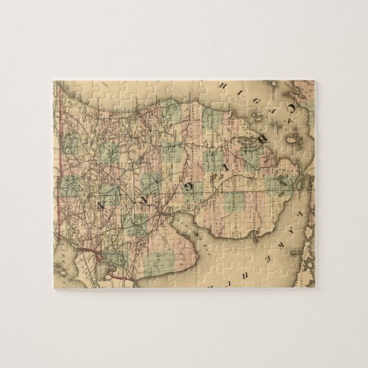 ミシガン州のヴィンテージの地図は強行採決します(1876年) ジグソーパズル (横)