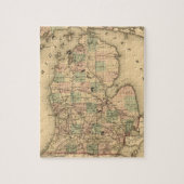 ミシガン州のヴィンテージの地図は強行採決します(1876年) ジグソーパズル (縦)