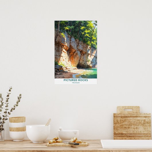 ミシガン州の写真の岩 ポスター (キッチン)