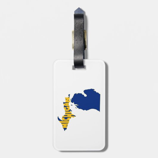 ミシガン州の名前の単語の芸術の黄色 ラゲッジタグ (裏面縦)