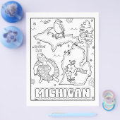 ミシガン州の図形とファクトの色付けページ チラシ (シングル)