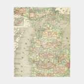 ミシガン州の地図のレトロのヴィンテージの五大湖旅行 フリースブランケット (正面)