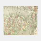 ミシガン州の地図のレトロのヴィンテージの五大湖旅行 フリースブランケット (正面(横))