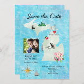 ミシガン州の地図の保存Dater セーブザデート (正面/裏面)