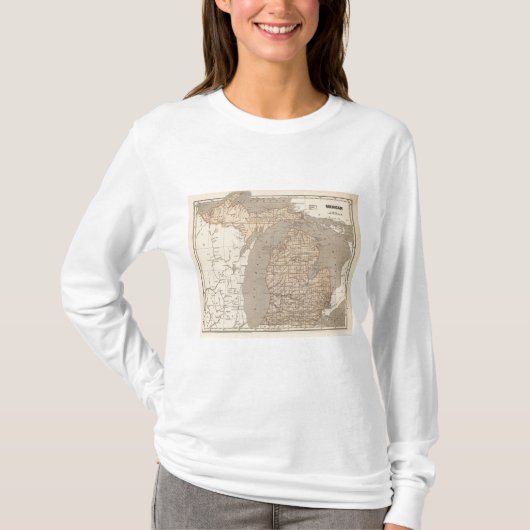 ミシガン州の地図書の地図 Tシャツ (正面)