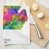 ミシガン州の地図 キッチンタオル (四つ折り)