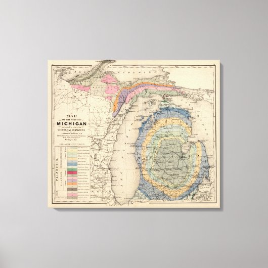 ミシガン州の地図 キャンバスプリント (正面)