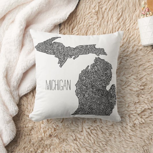 ミシガン州の地図 クッション (ブランケット)