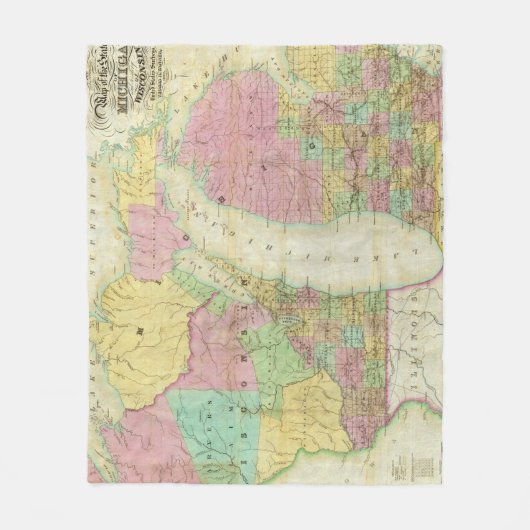 ミシガン州の地図 フリースブランケット (正面)