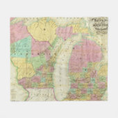 ミシガン州の地図 フリースブランケット (正面(横))