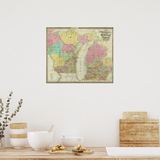 ミシガン州の地図 ポスター (キッチン)