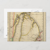 ミシガン州の地図 ポストカード (正面/裏面)