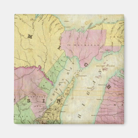 ミシガン州の地図 マグネット (正面)