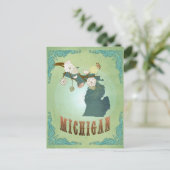 ミシガン州の地図 – 緑 ポストカード (スタンド正面)