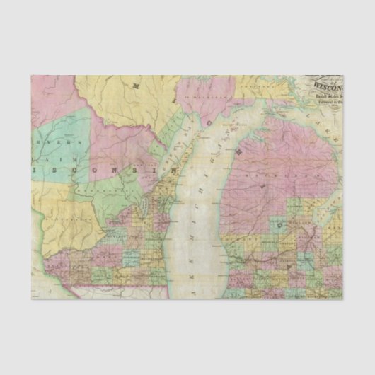 ミシガン州の地図 薄葉紙 (正面)