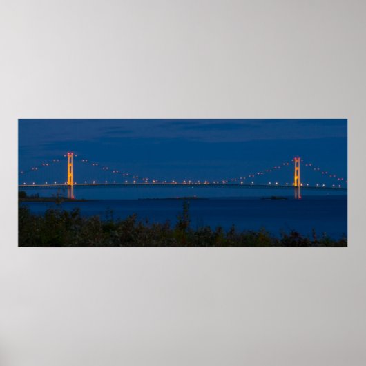 ミシガン州の夜のマッキナックブリッジ ポスター (正面)