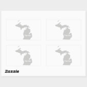 ミシガン州の家のシルエットの州の地図 長方形シール (シート)