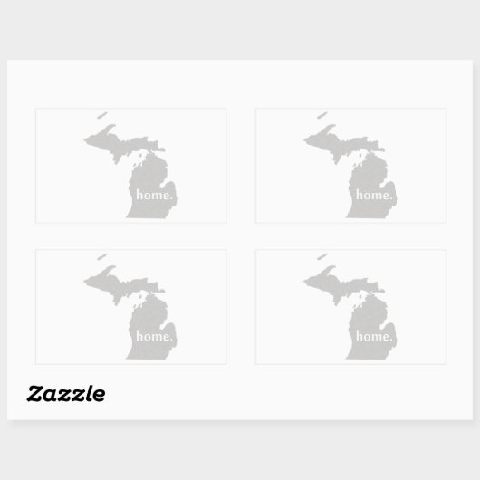 ミシガン州の家のシルエットの州の地図 長方形シール (シート)