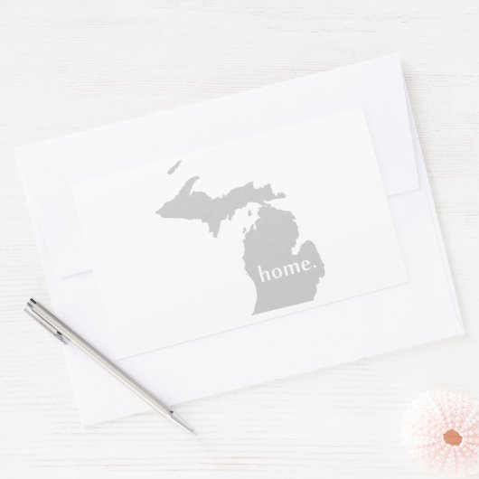 ミシガン州の家のシルエットの州の地図 長方形シール (封筒)