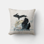 ミシガン州の州と大魚 クッション (正面)