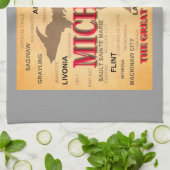 ミシガン州の州のプライドの地図のシルエット キッチンタオル (折り畳み)