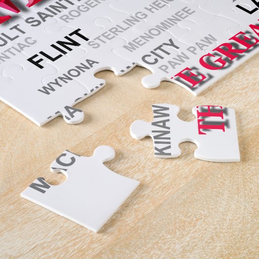 ミシガン州の州のプライドの地図のシルエット ジグソーパズル (側面)