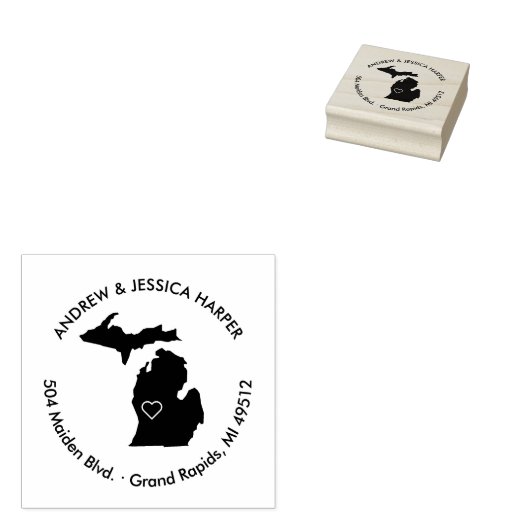 ミシガン州の引越アナウンスの住所スタンプ ラバースタンプ (押印)