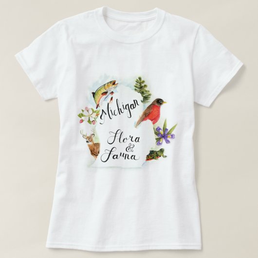 ミシガン州の植物相及び動物群 Tシャツ (デザイン正面)