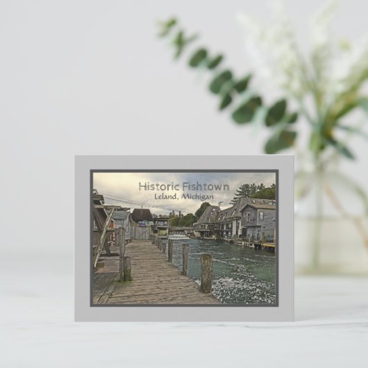 ミシガン州の歴史的なフィッシュタウン/レーランド ポストカード (スタンド正面)