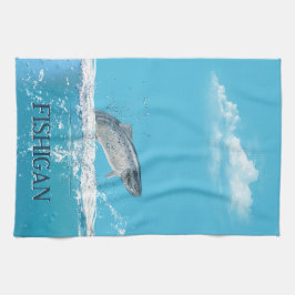 ミシガン州の水中で魚を釣る キッチンタオル