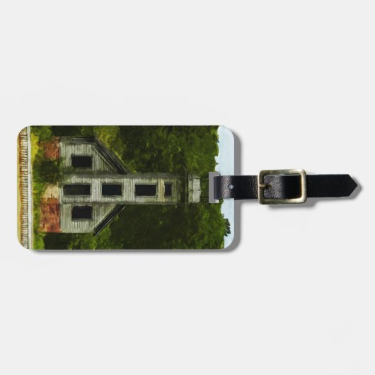 ミシガン州の灯台抽象芸術の印象主義 ラゲッジタグ (正面横)