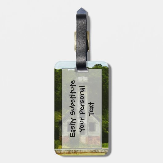 ミシガン州の灯台抽象芸術の印象主義 ラゲッジタグ (裏面縦)