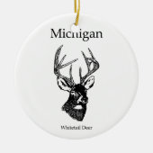 ミシガン州の白い尾シカ セラミックオーナメント (正面)