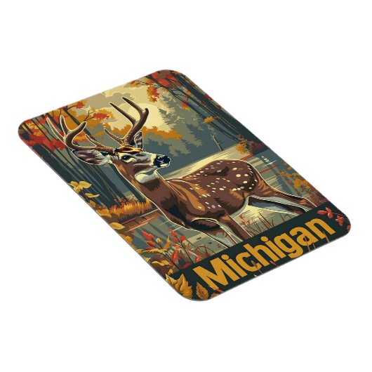 ミシガン州の白尾の鹿 マグネット (右側)