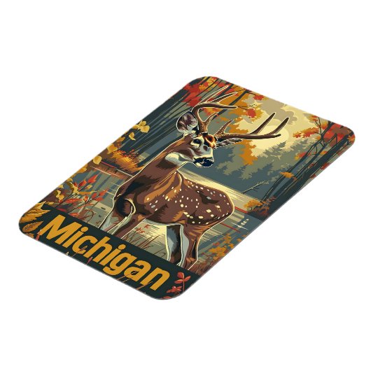 ミシガン州の白尾の鹿 マグネット (左側)