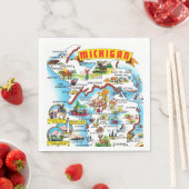ミシガン州の絵はがき地図 スタンダードランチョンナプキン (インサイチュ)
