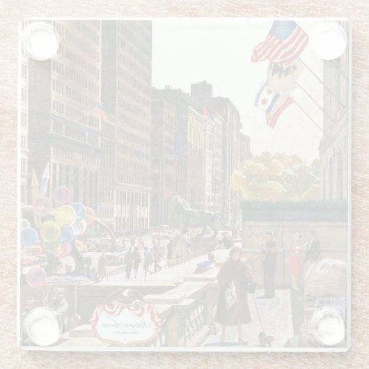 ミシガン州の道、ジョンによるシカゴはつまずきます ガラスコースター (裏面)