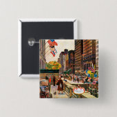 ミシガン州の道、ジョンによるシカゴはつまずきます 缶バッジ (正面&裏面)