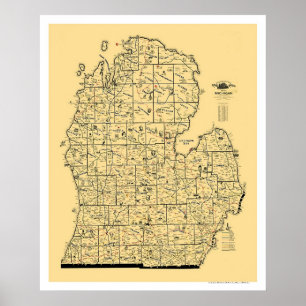 ミシガン州の鉄道地図1897年 ポスター
