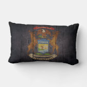 ミシガン州の険しい木製の旗 ランバークッション (裏面)