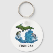 ミシガン州の魚のグラフィック キーホルダー (正面)