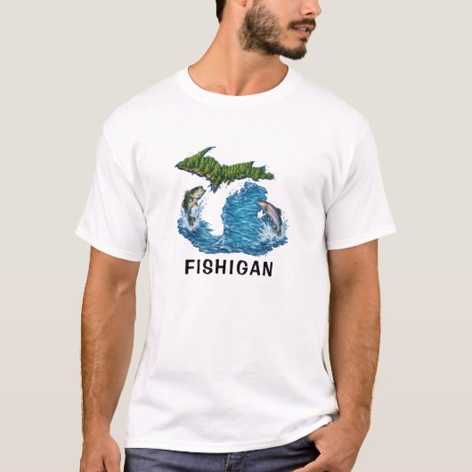 ミシガン州の魚のグラフィック Tシャツ (正面)