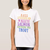 ミシガン州の魚レインボーテキストTシャツ Tシャツ (正面)