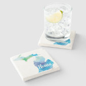 ミシガン州は私の家の水彩画です ストーンコースター (横)