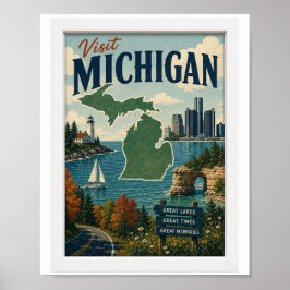 ミシガン州への旅 ヴィンテージ ポスター